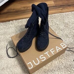 Just Fab Navy Blue Boots. Size 8. Women’s. Sock like warmer attached.